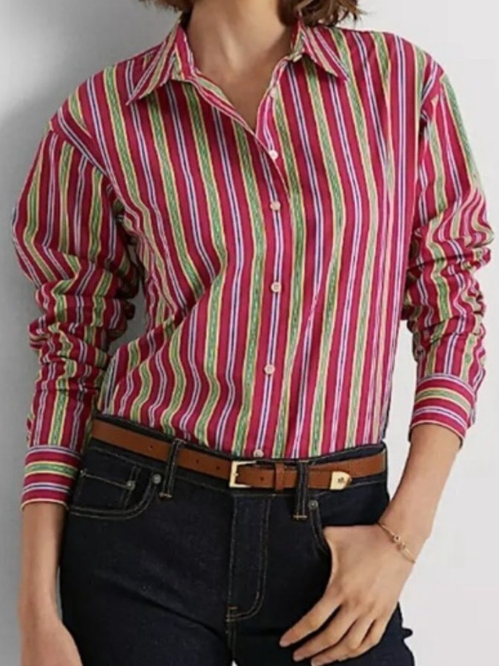 Ralph Lauren Black Label Multi Striped Button Up Cotton Shirt Size Medium - Picture 1 of 5
